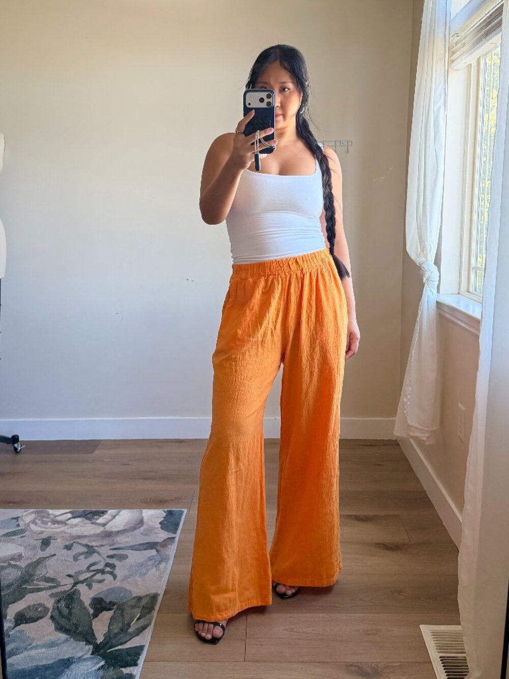 Blanco by Nature Orange Wide Leg Pants | Elastic Waist | Lightweight Cotton |XXL